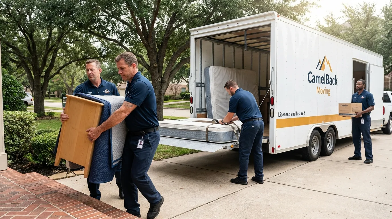 Crew loading residential truck for cross-state move from Milford, PA