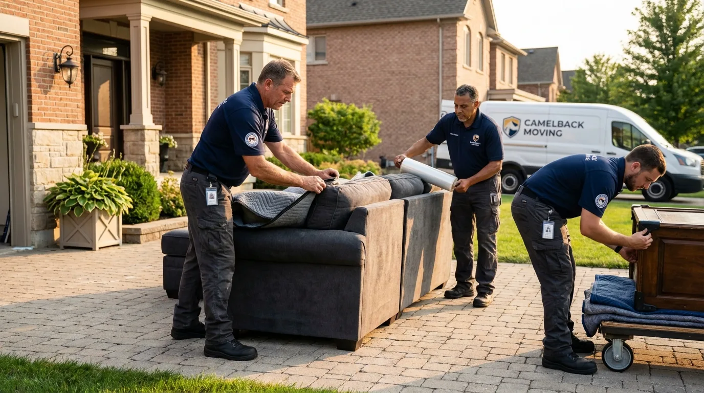 Large estate moving crew wrapping furniture in Milford, PA