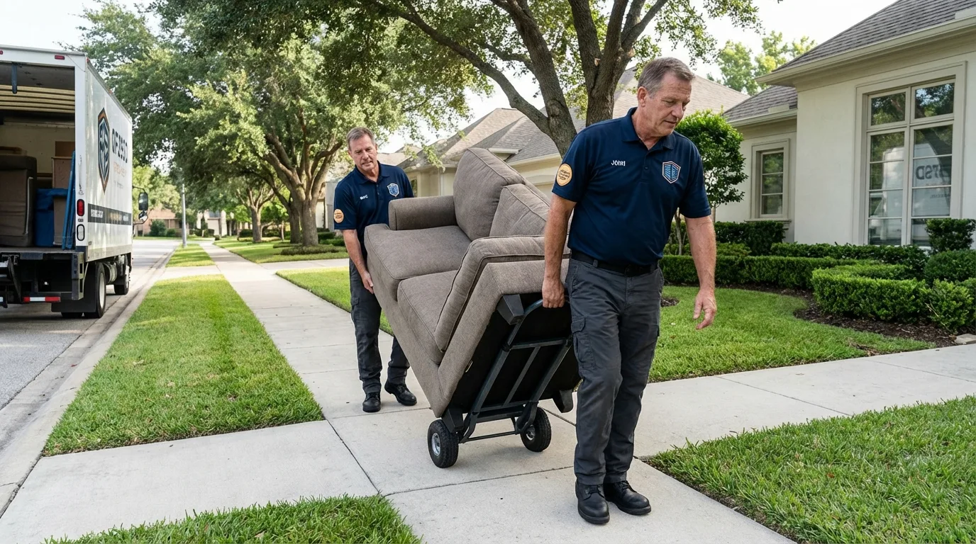 Local residential moving crew loading furniture in Milford, PA